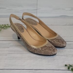 Cole Hann Nike Air Faux Snakeskin Tan Slingback Pumps Womens Size 7B